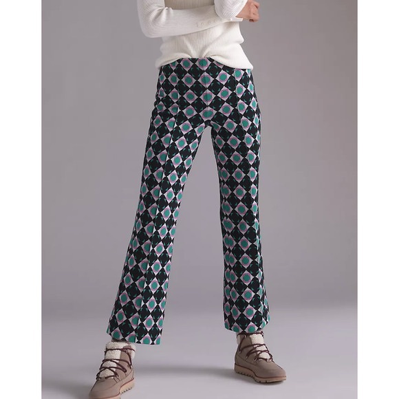 Anthropologie Maeve The Margot Kick-Flare Cropped Pants in Geo Print Small - Picture 1 of 5